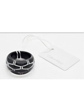 Calvin Klein Abstract Bico Ring Stainless Steel Inlay Size 6 NWT